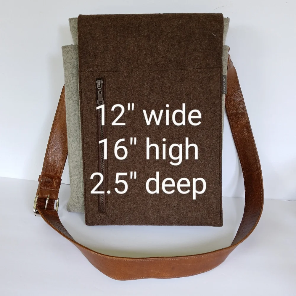 Graf Lantz Merino Wool Felt Messenger Bag - Grey & Brown